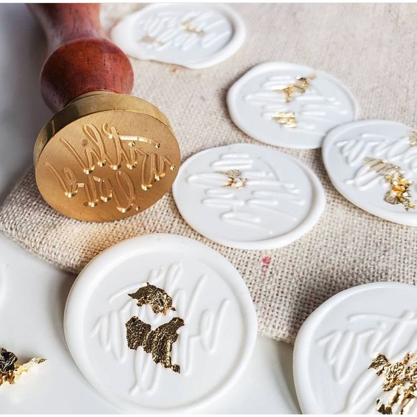 

(CFR) With Love 1 (White With Gold Foil) - 1 Pcs wax Seal coin instan segel lilin undangan vintage no minimum