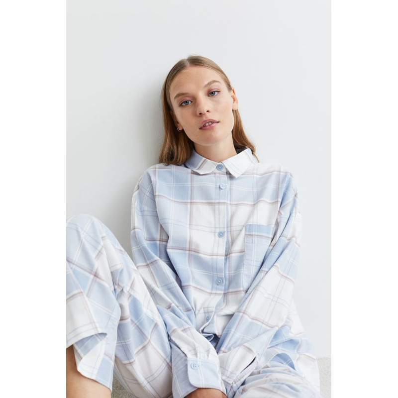 Hm Checked Flanel Plaid Pajamas Set