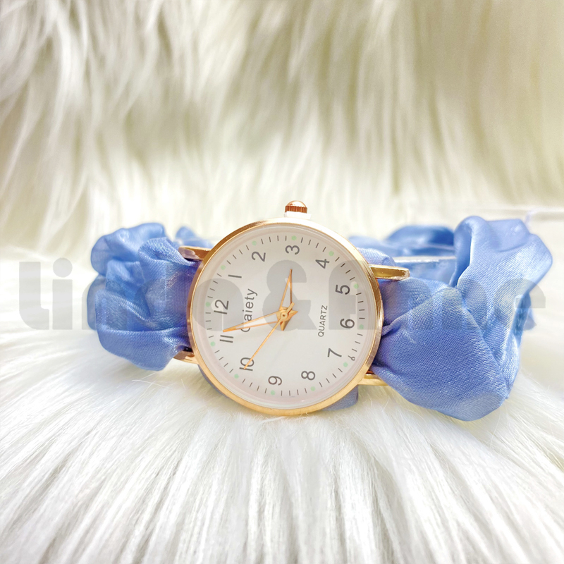 Jam tangan Wanita Kecil Analog Quartz Korea New Fashion Retro Scrunchie Watch