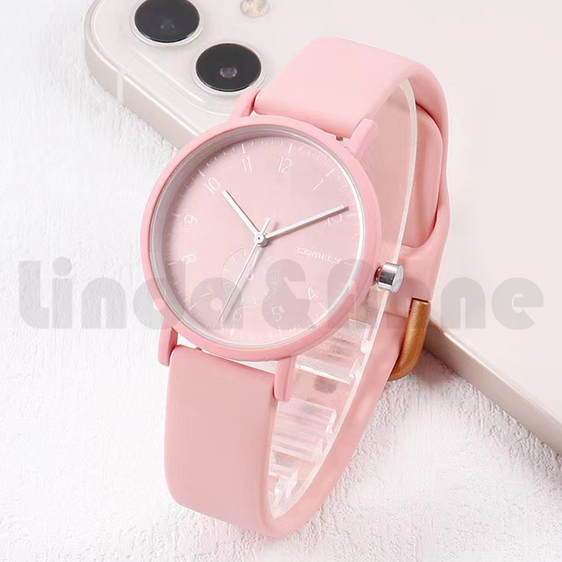 Jam Tangan Wanita Casual Polos Analog Rubber New Trendy Gaya Korea Import