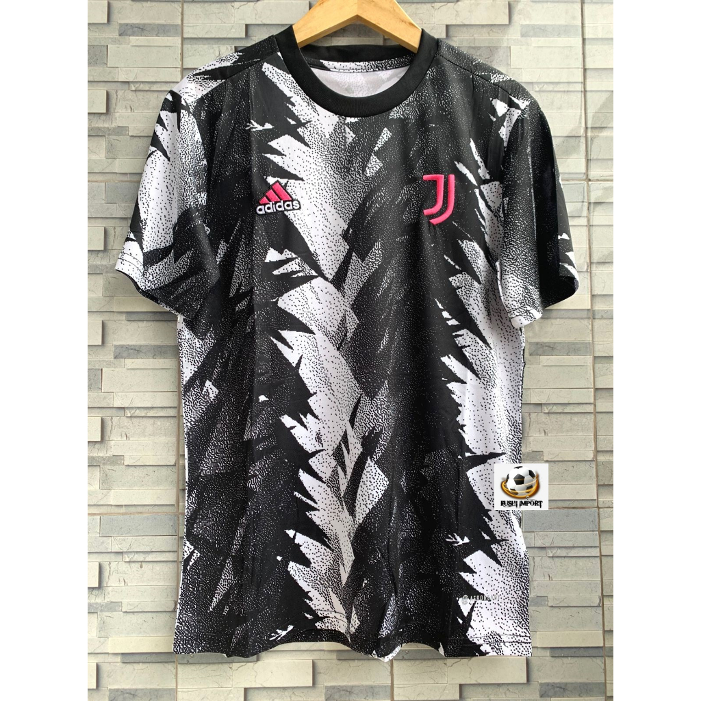 Jersey Baju Bola Juventus Pre-Match Black White Shirt NEW 2022 2023 Grade Ori