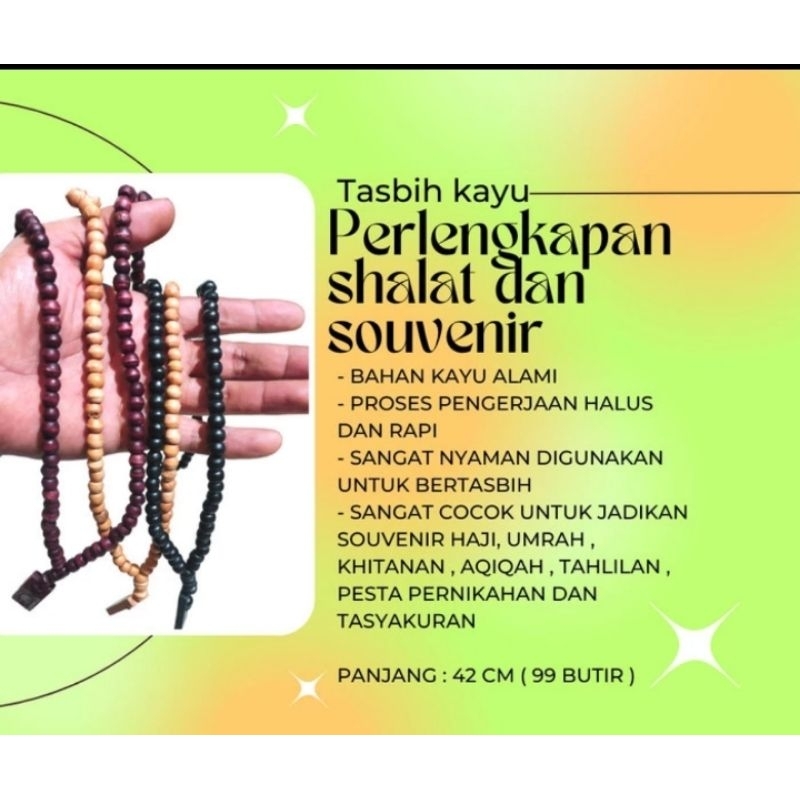 Tasbih Kayu 99 Perlengkapan ibadah Souvenir