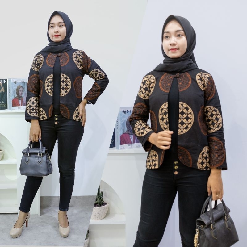 Bolero Batik Sogan Kerah - Naira Batik