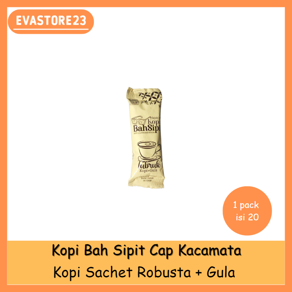 

Kopi Bah Sipit Cap Kacamata - Kopi Robusta+Gula isi 20pcs