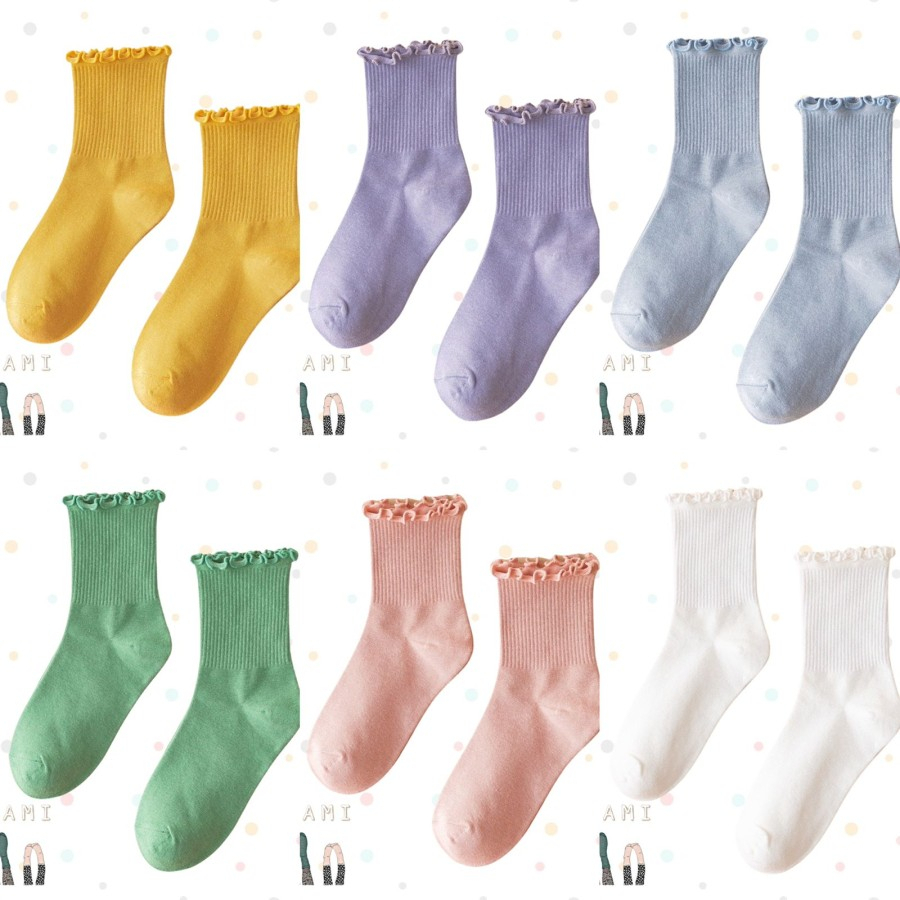 Women Socks Ruffle Candy Series/ kaos kaki perempuan wanita ruffle /kaos kaki korea/kaos kaki import