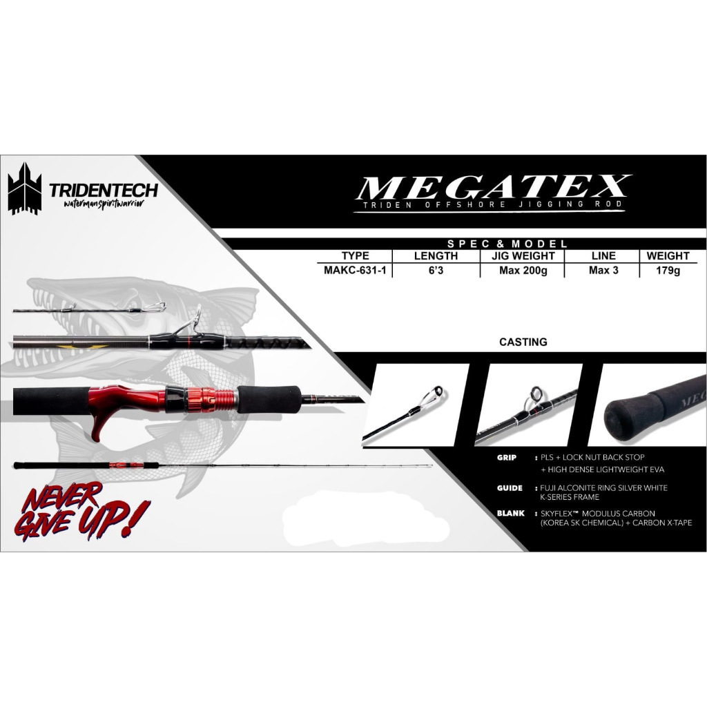 Rod OH / OVERHEAD TRIDENTECH MEGATEX Light Jigging MAKC-631-1 / 190cm (Line Test Max PE 3)