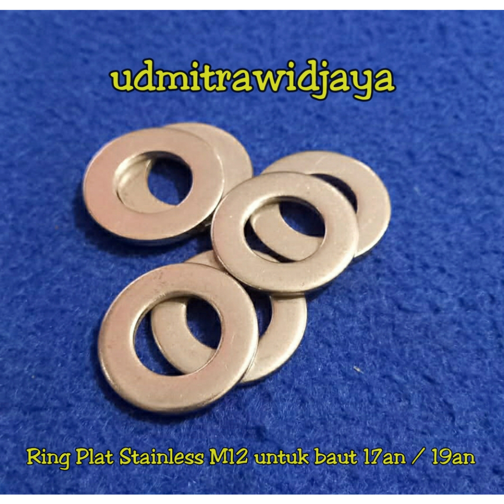 ring plat tebal M12 washer plate ringplat stenlis lebar uk baut 17an ring tebal baut 17 &amp; 19an ring plat stainless M12 p 1.75 p 1.25 wp ss M12x1.25 M12x1.75