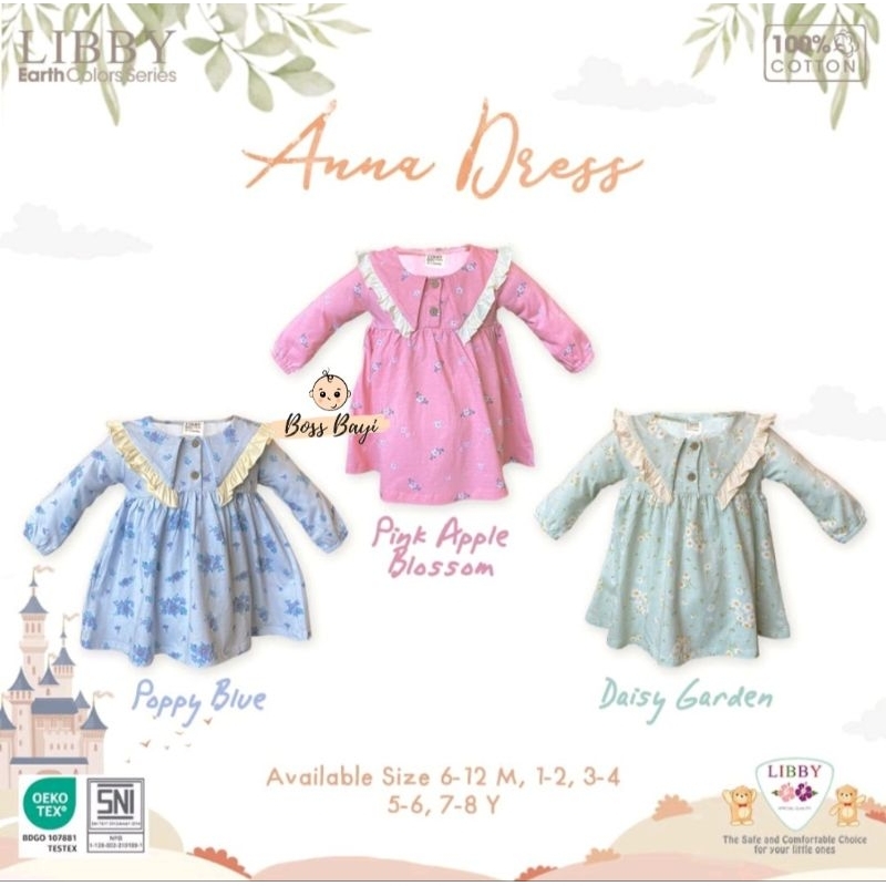 LIBBY - ANNA DRESS / Dress Anak Perempuan Lengan Panjang Motif