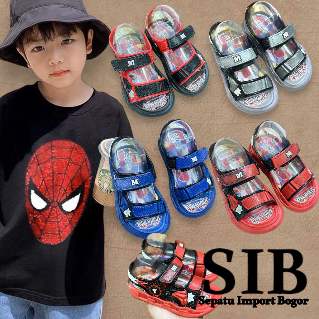 Sandal Anak Laki - Laki Jelly Karet  M Spot Spiderman Tali / Sendal Tali Gunung Anak Terbaru