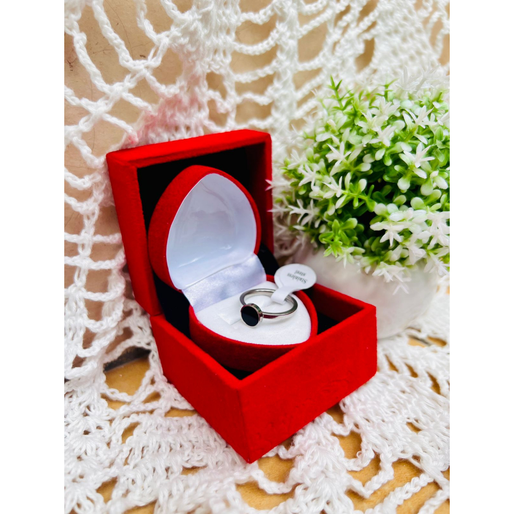 Cincin Titanium Wanita Bulat Hitam Cantik Emas 18K Anti Karat Aksesoris Perhiasan Korea Fashion