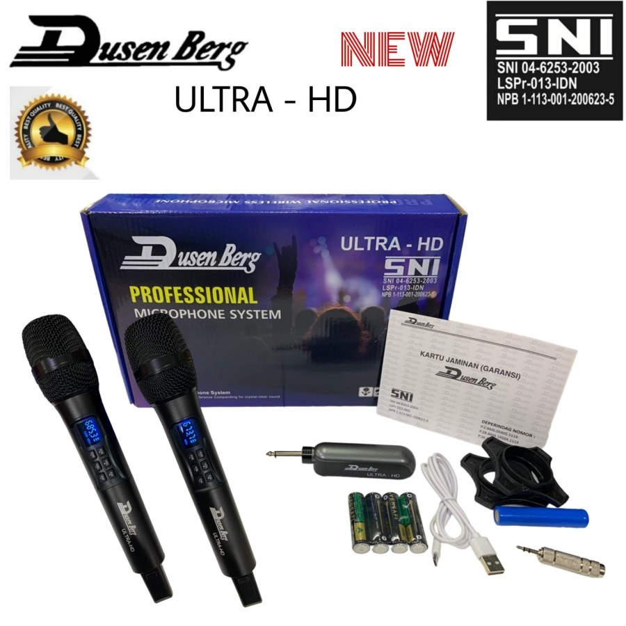 MICROPHONE MIC WIRELESS DUSENBERG ULTRA HD UHF DUA MIC PEGANG ADA ECHO