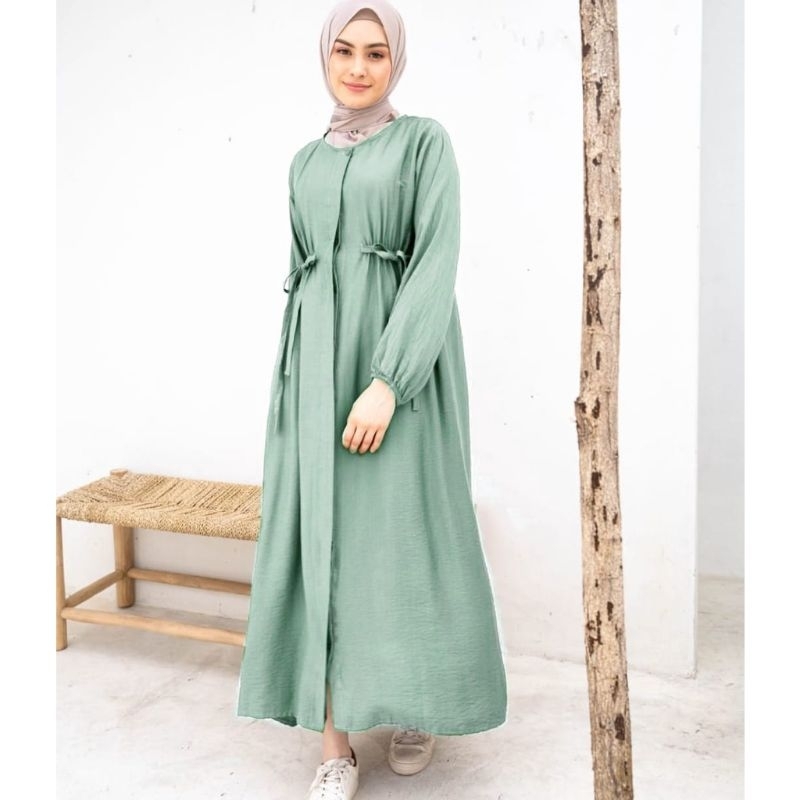 Long Dress Linen Premium Tali Pinggang Hazzel