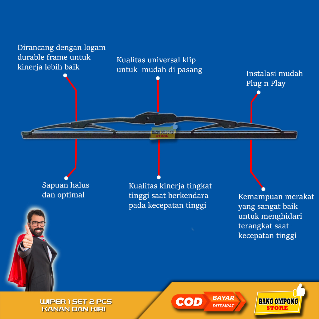 WIPER  BLADE PEMBERSIH KACA MOBIL NISSAN MARCH