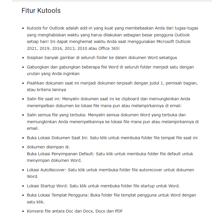 Plugin Kutools 26 for Excel Outlook Word Terbaru Full Version plugin lebih 300 fitur