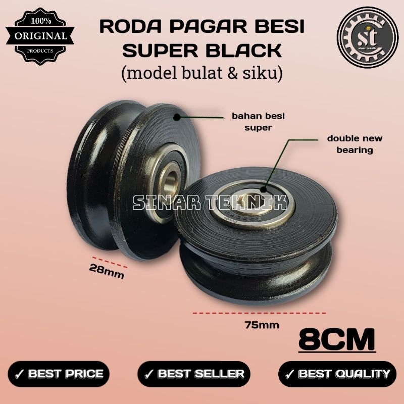 Roda pagar roda besi roda superblack roda pagar besi superblack polos uk.8cm (bulat dan siku) tanpa 