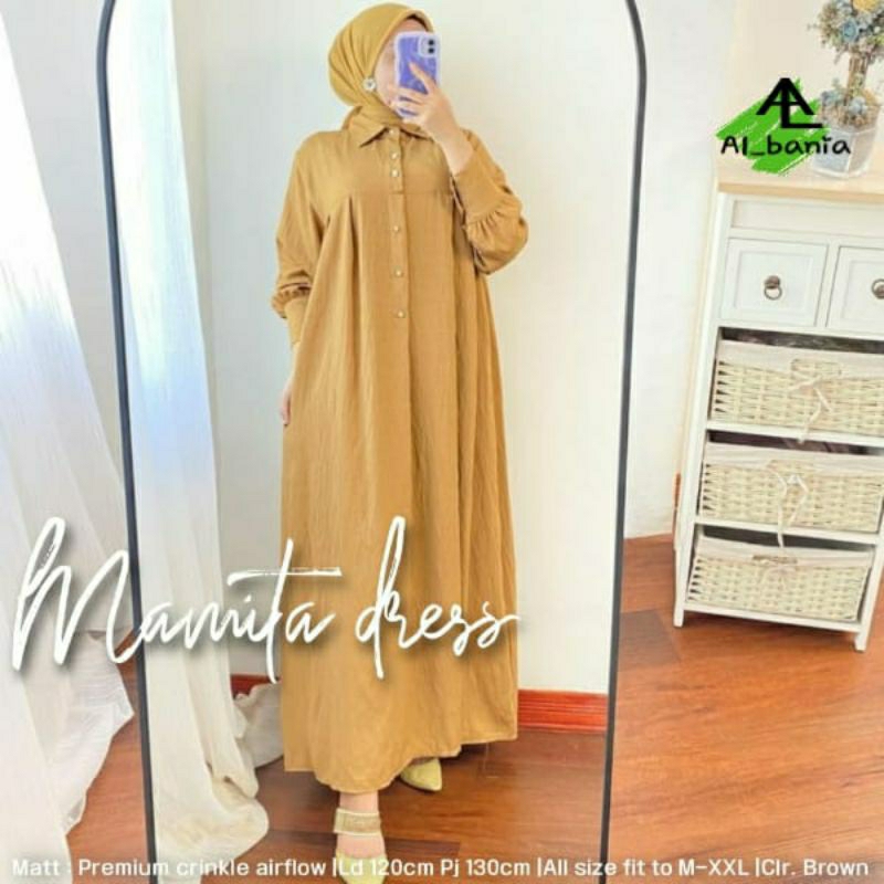 Mamita dress gamis crinkle airflow jumbo LD 120 xxl
