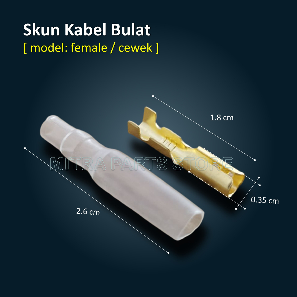 Skun Kabel Motor Bulat Cowok Cewek + Karet Kondom 10 SET Soket Kabel Motor Sekun Kabel Male Female