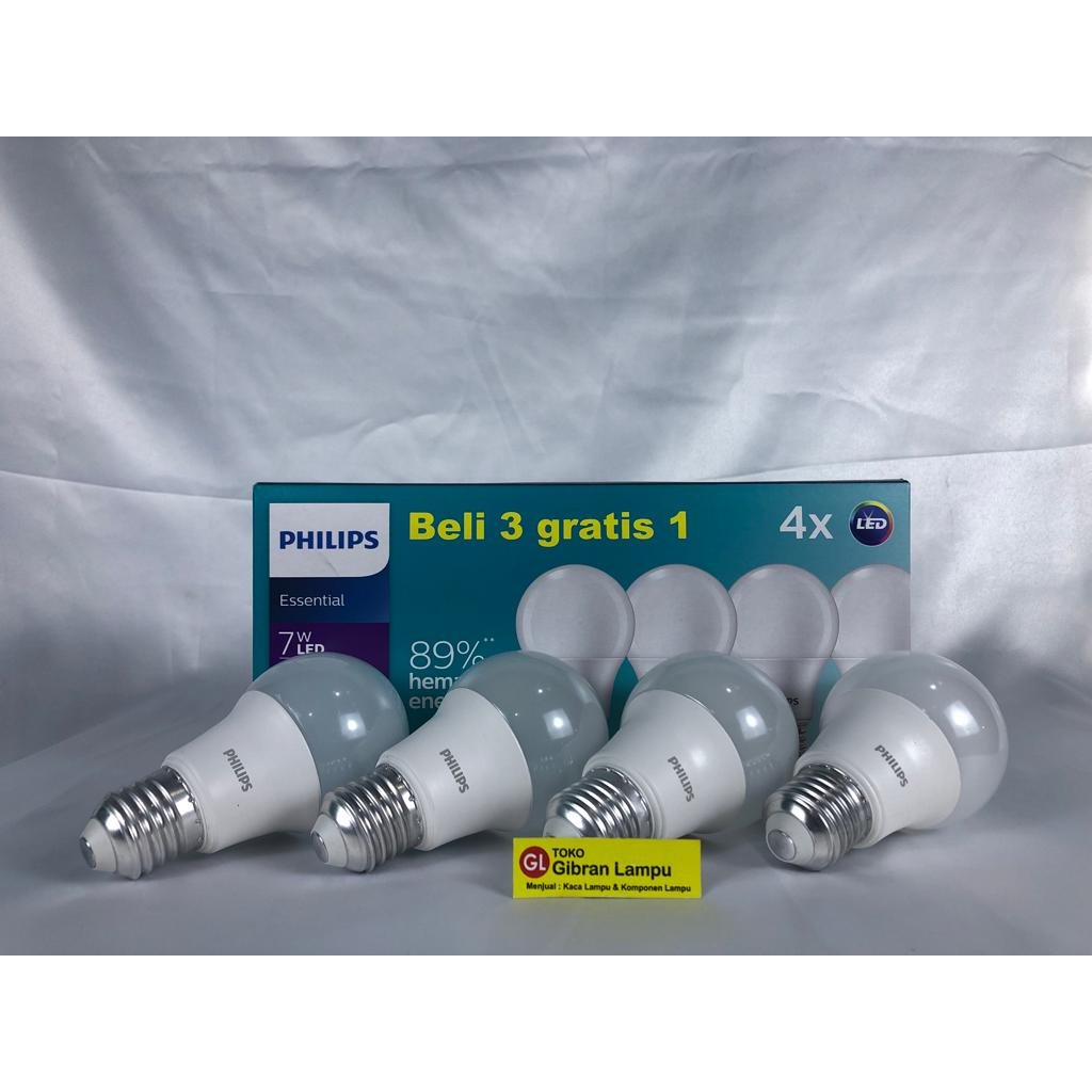 Paket Lampu LED Philips Essential 5w 7w 9w 11w Beli 3 Gratis 1 -  Bohlam LED Kapsul Hemat Energi