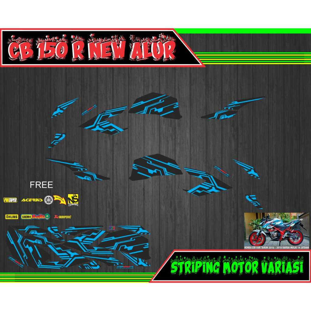 Striping stiker decal motor cb150r new alur hitam