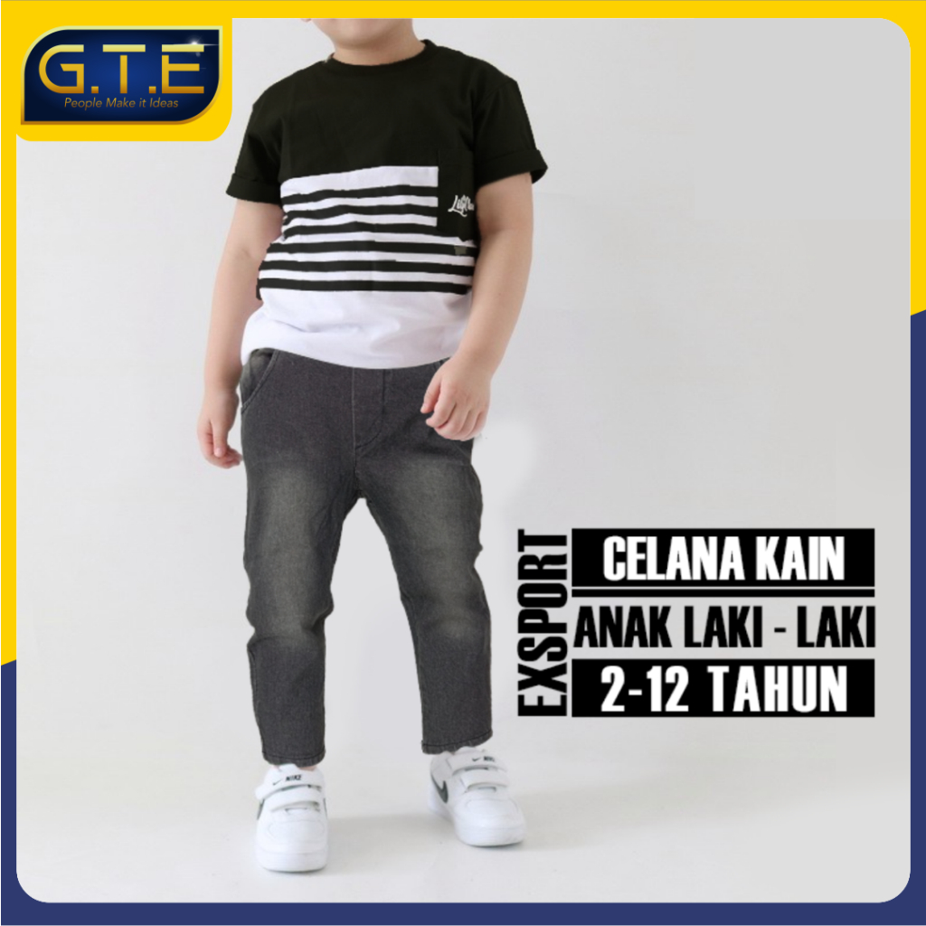 celana formal anak laki laki wool slimfit sekolah ekskul pondok pasantren, bahan katun wol mengkilap