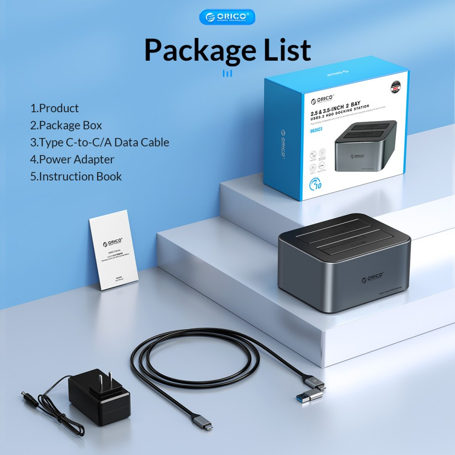 Docking ssd hdd orico 1 bay Slot 3.5&quot; 2.5&quot; sata type-c usb 3.2 10Gbps 6616c3 6616-c3 - hard disk drive dock 2.5 3.5 inch sata3