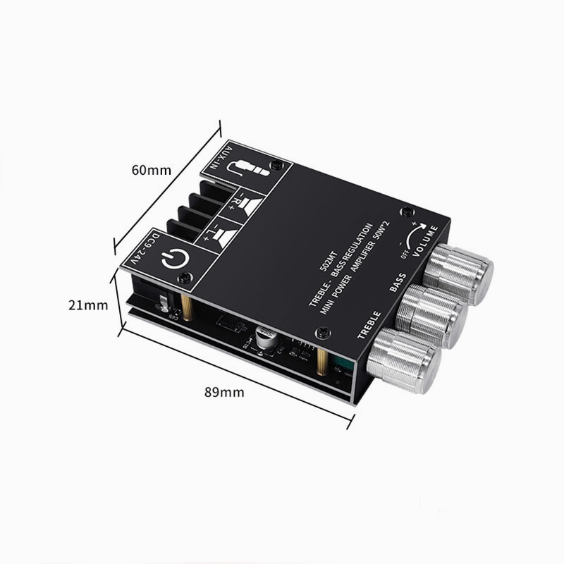 ZK-502MT 2*50W Stereo Bluetooth 5.0 2.0 Channel Audio Digital HIFI Power Amplifier Board High Power Audio Stereo Amplifier Board AUX Bass Treble AMP 12V 24V