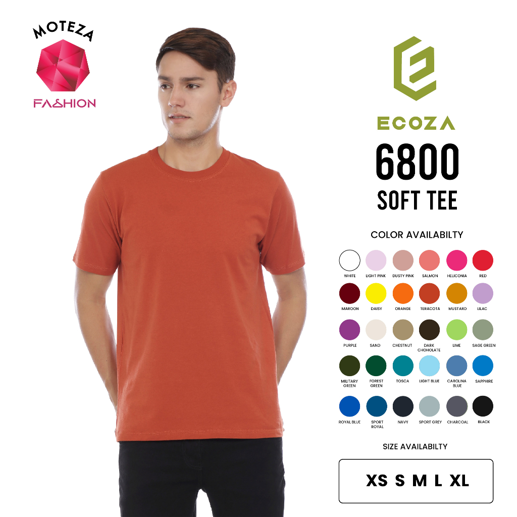 Kaos Polos ECOZA 6800 Combed 30s Soft Tee WARNA 1 -  XS S M L XL