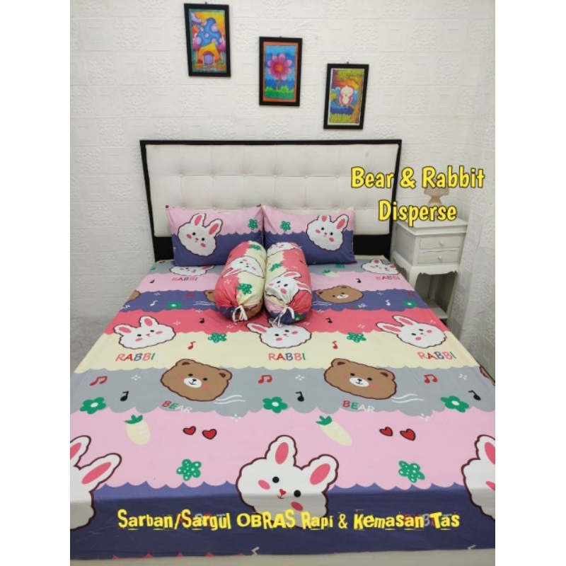 sprei karakter sprei anak Bear and Rabbit seprei homemade