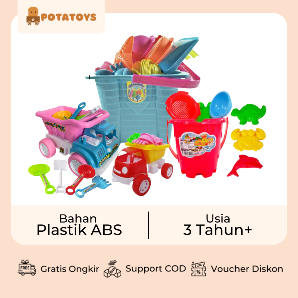 [ Potatoys ] Ember Pasir / Mainan Cetakan Pasir / Mainan Pasir anak / Set Mainan pasir / Mainan Truk Pasir Anak 1 Set