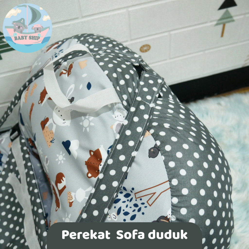 Sofa Bayi Jumbo Multifungsi Dengan Tali Pengait Untuk Bayi Belajar Duduk dan Gesper Pengaman Free Bantal Peyang Mahkota dan Plastik Mika Premium [ Merk BabyShip ]