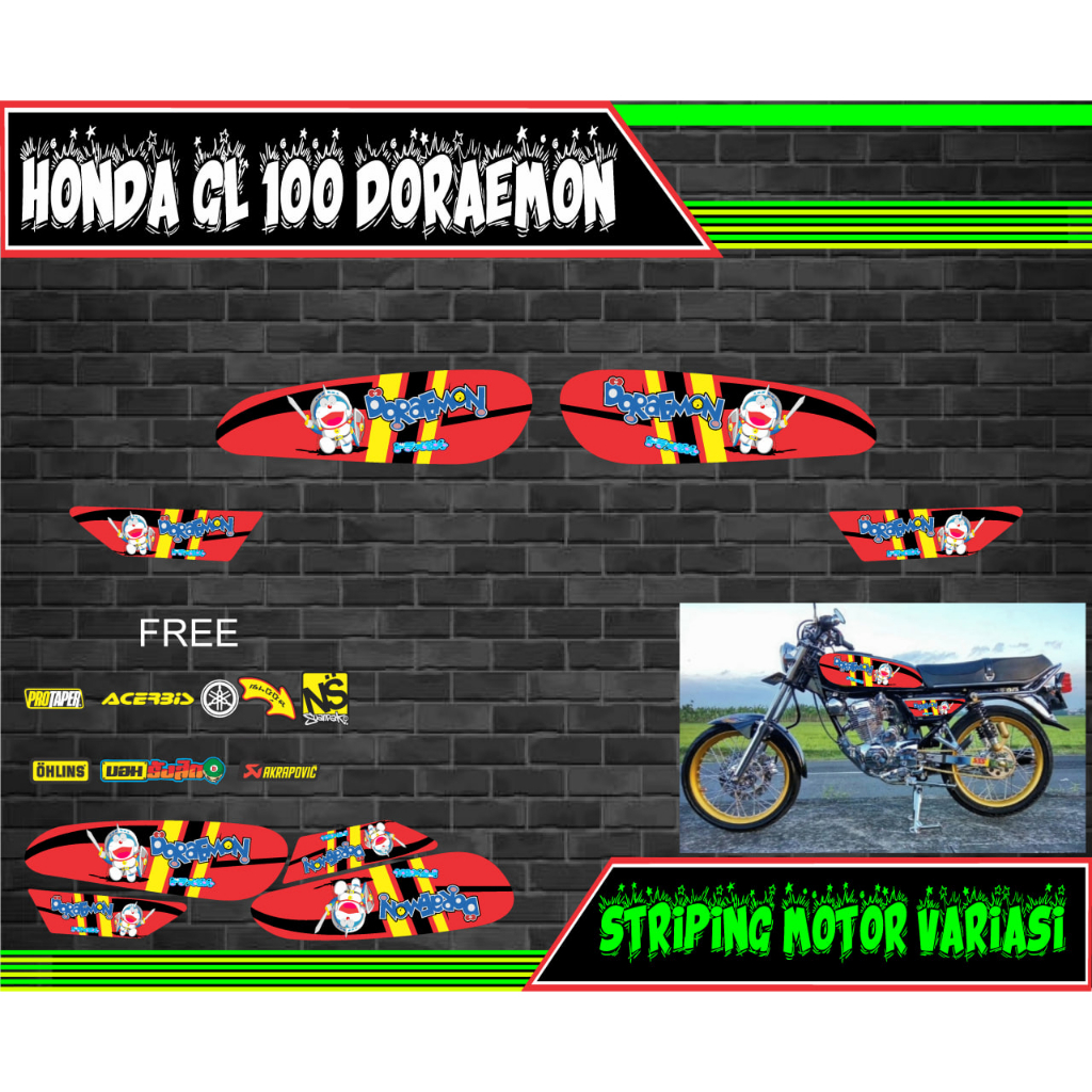 decal striping stiker motor gl 100 doraemon