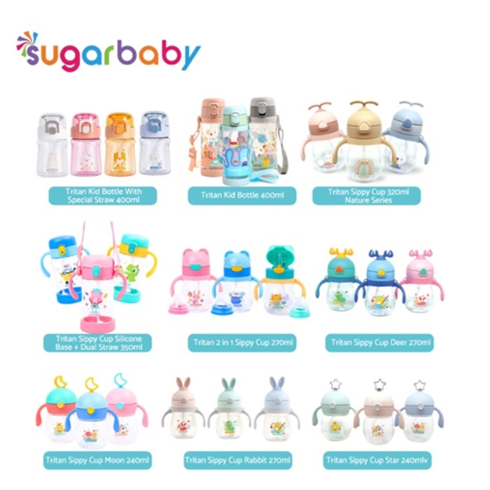 SUGAR BABY MURAH TRITAN SIPPY CUP / KID BOTTLE / VACUUM STAINLESS STEEL BOTTLE THERMOS TRAINING CUP BAYI ANAK NATURE SERIES BOTOL MINUM ZIPPY