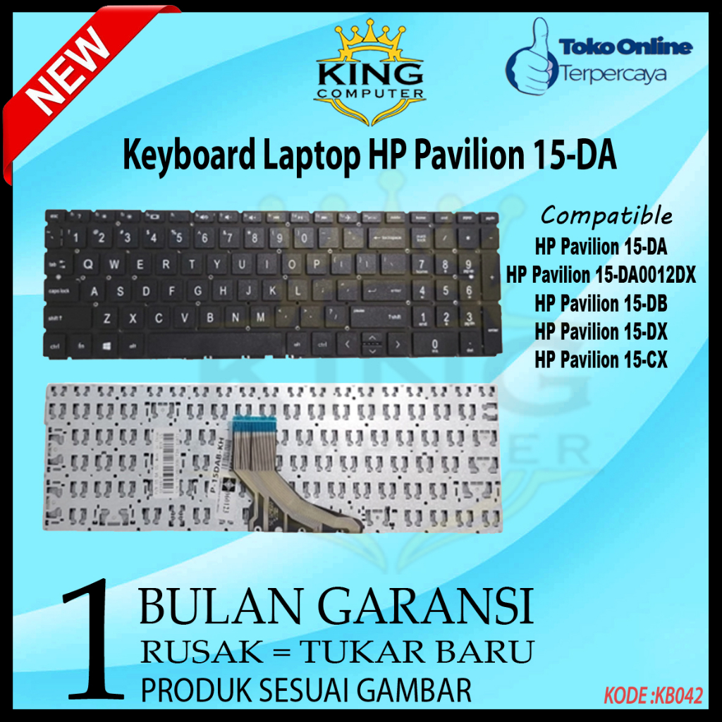 Keyboard Laptop HP Pavilion 15-DA 15-DA0012DX 15-DB 15-DX 15-CX Black