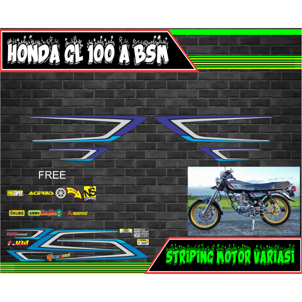 striping stiker motor variasi gl 100 bsm