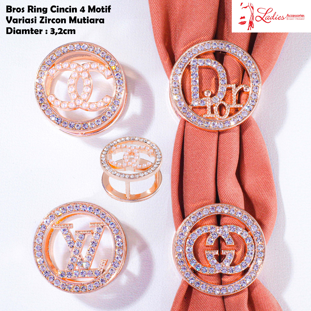 Bros / Ring / Cincin / Hijab / Syal / 4 Motif Variasi Zircon Mutiara