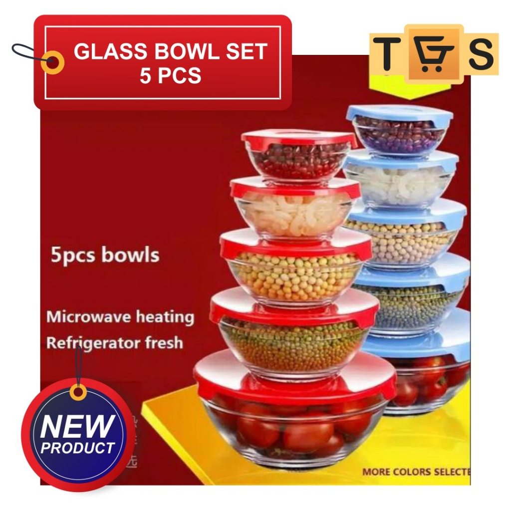 [1700gr] H043 | Glass Bowl Set / Fresh Bowl kaca  / Mangkok Bowl / KIM GLASS 5 Pc SET