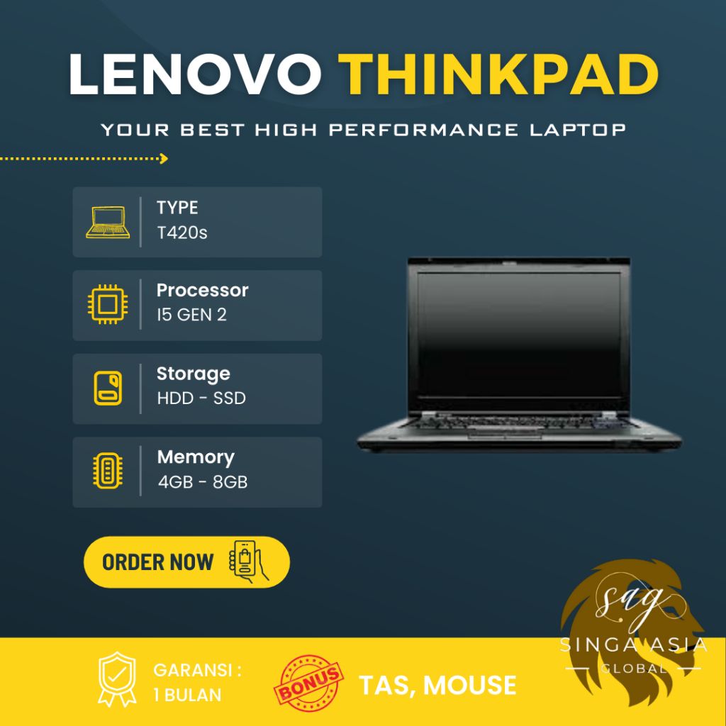 Laptop Lenovo Thinkpad T420s Core i5 Gen 2 Ram 8Gb Ssd 256GB