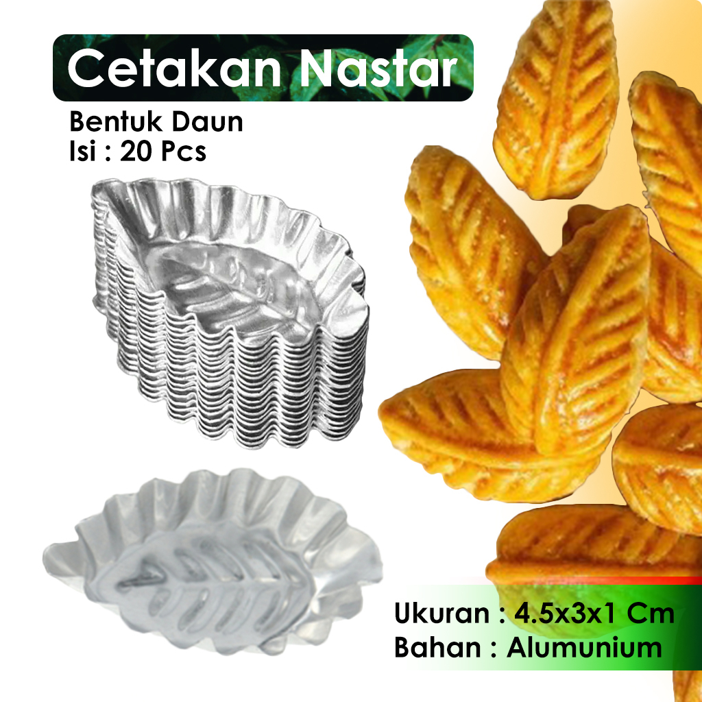 Cetakan Kue Nastar Motif Daun Bentuk Daun 20 Pcs / Cetakan Nastar Daun / Cetakan Nastar Alumunium Ce