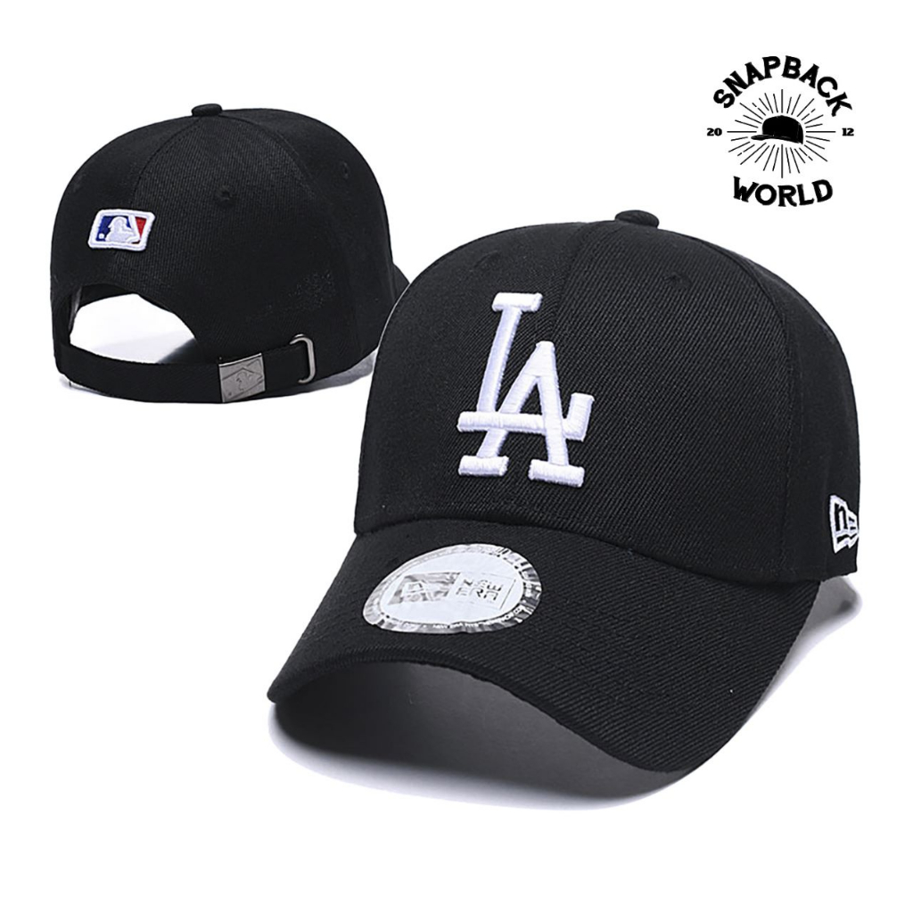 Black White LA CAP topi snapback import los angeles