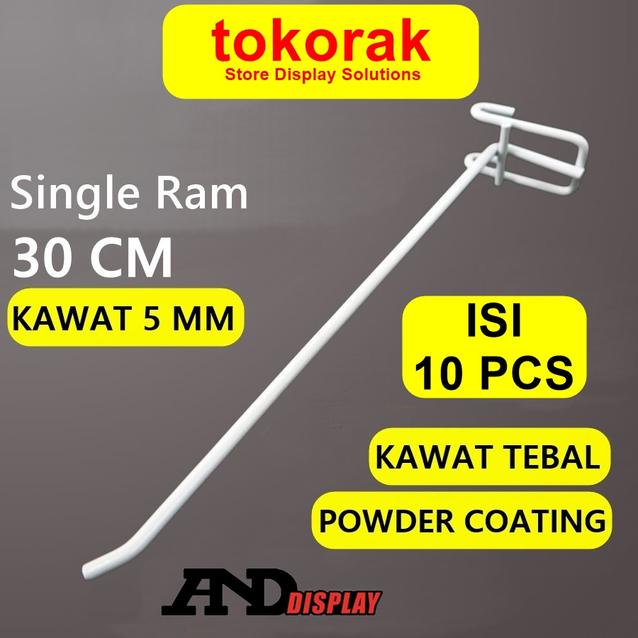 SINGLE RAM 30 CM PUTIH TEBAL GANTUNGAN CANTOLAN RAM AKSESORIS DISPLAY ANDDISPLAY