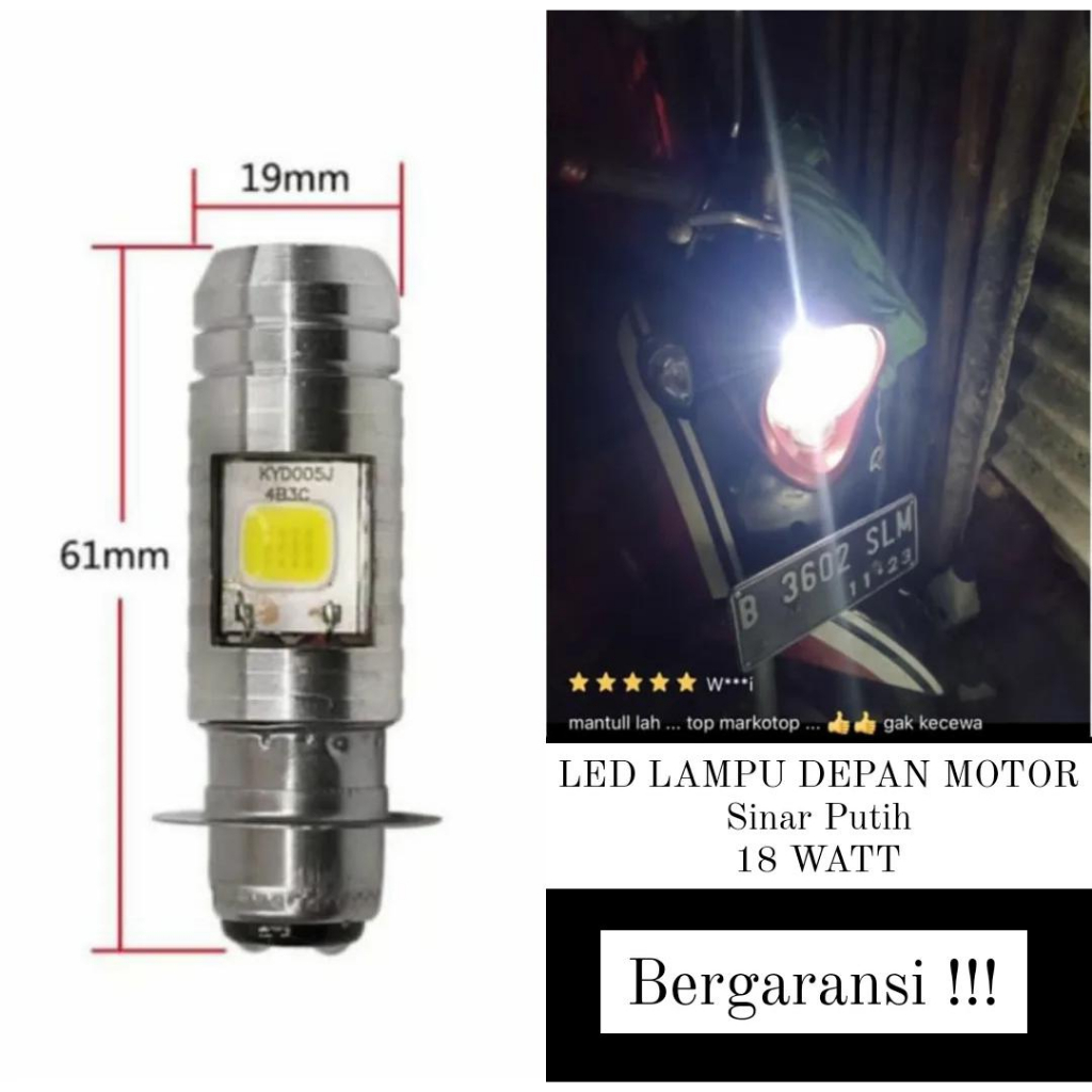 LAMPU MOTOR LED LAMPU DEPAN MOTOR H6 2 SISI AC DC WARNA PUTIH TERANG UNIVERSAL PNP MOTOR BEAT SCOOPY