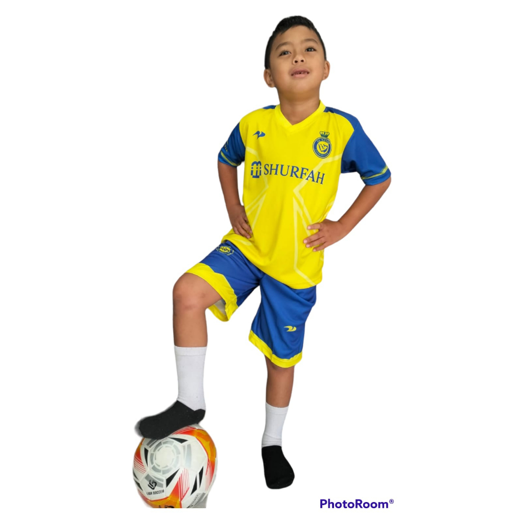 SETELAN JERSEY RONALDO JERSEY AL NASSR /SETELAN JERSEY BOLA PRANCIS UNTUK ANAK UMUR 5-13THN/