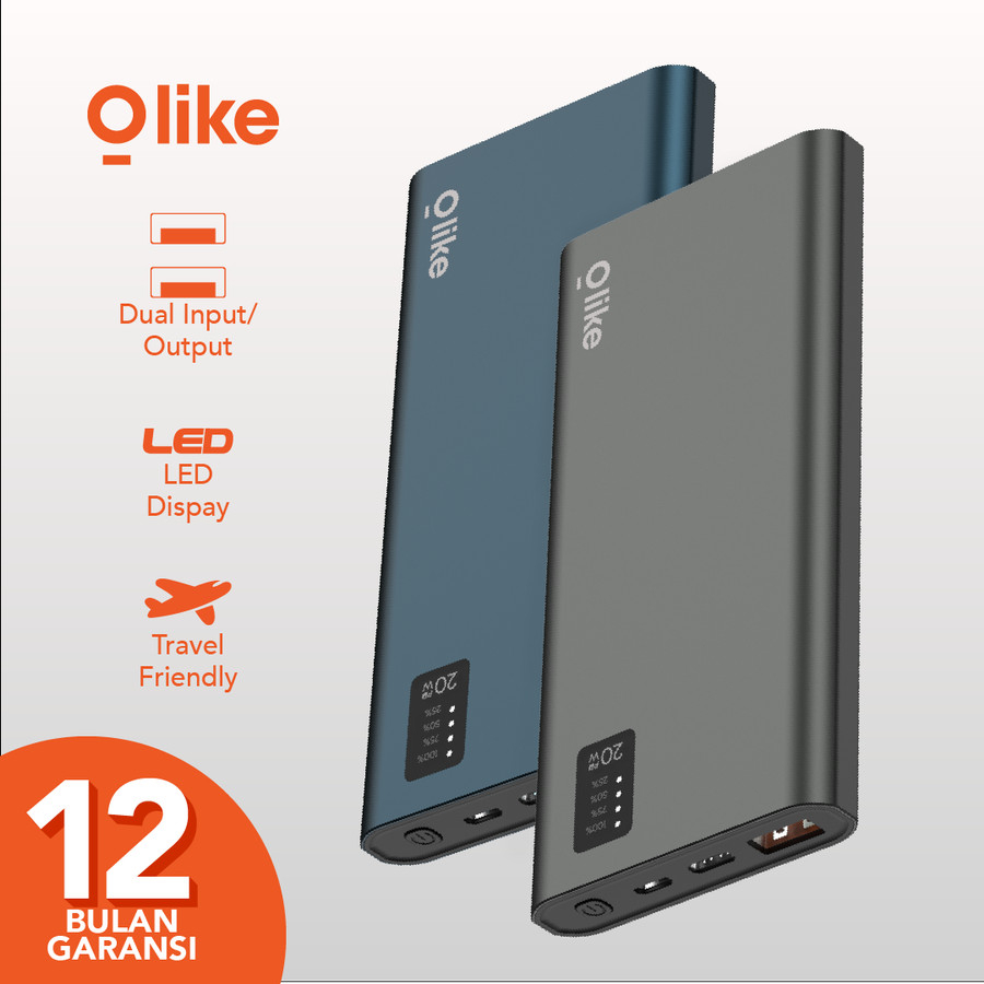Olike P2 Powerbank 10000mAh 3A Dual Port USB &amp; Type-C Fast Charging