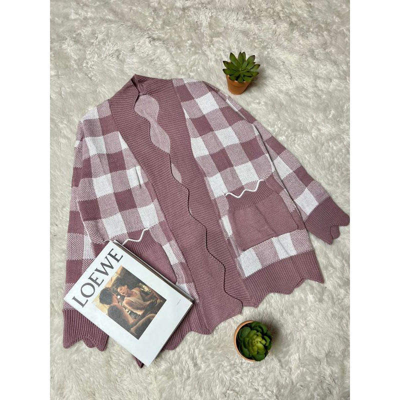 ALENA OUTHER CARDI WANITA MOTIF KOTAK-KOTAK