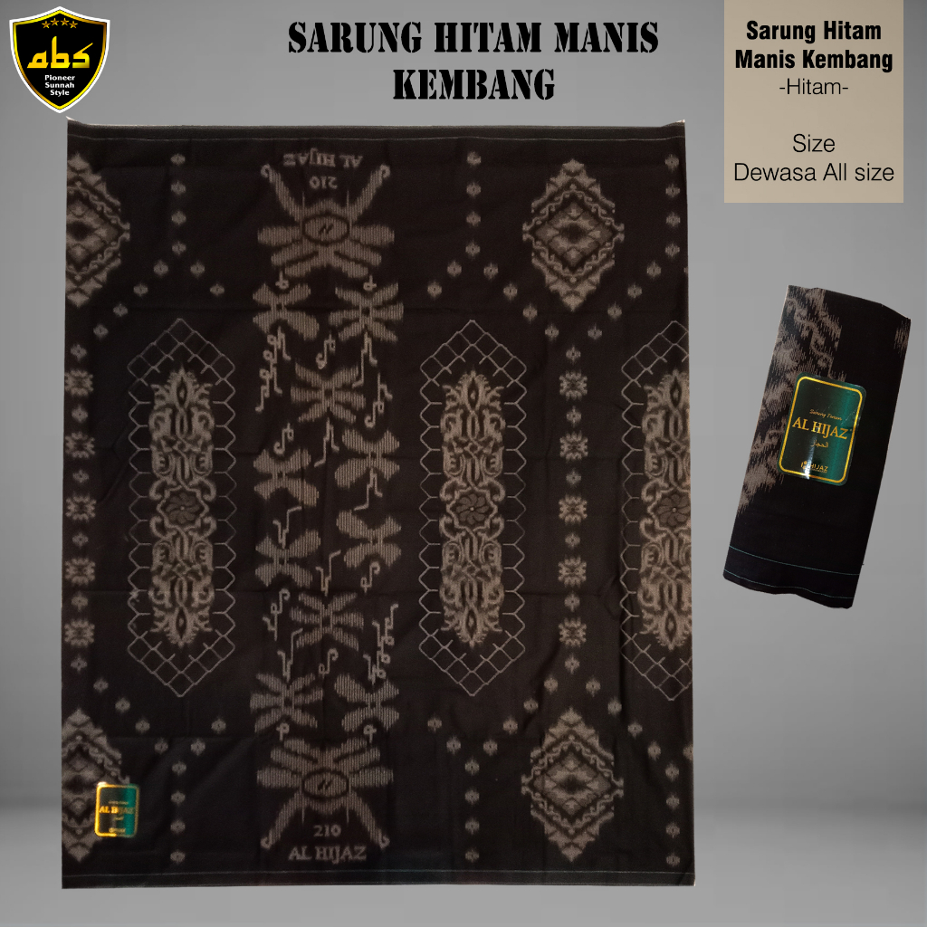 Sarung Tenun Halus Al Hijaz Spesial Motif Hitam Manis Kembang Perlengkapan Sholat Pria Wanita Dewasa