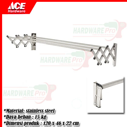 Jemuran Dinding 120Cm Jemuran Pakaian Jemuran Lipat Stainless Steel Jemuran Baju Stora Original Ace 