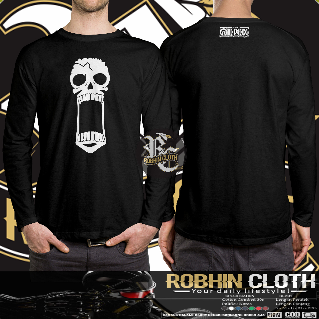 Kaos Baju Anime One Piece Brook Lengan Panjang Baju anime