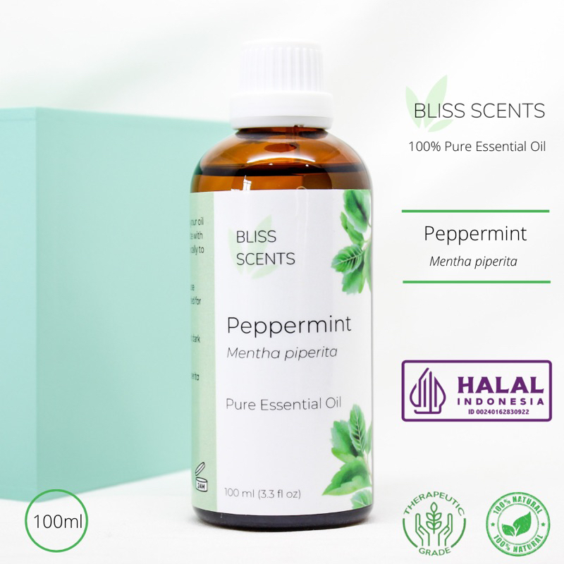 BLISS SCENTS Peppermint 100ml Essential Oil Aromatherapy 100% Murni Therapeutic Grade Aromaterapi