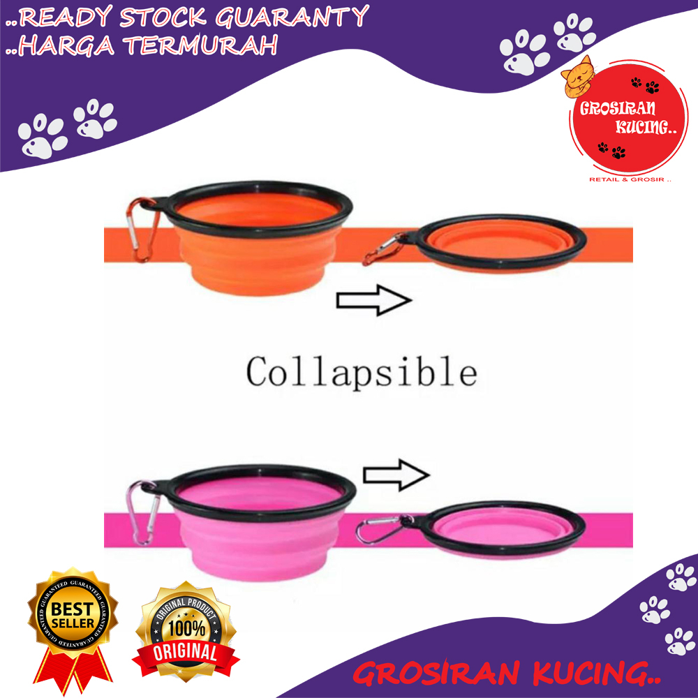 PET BOWL PORTABLE KARET TEBAL TEMPAT MAKAN MINUM HEWAN KUCING ANJING AKSESORIS