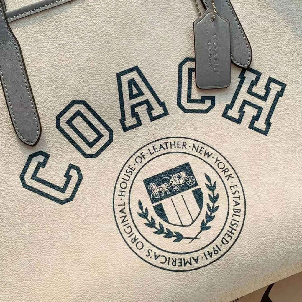 Coach City Tote In Signature Canvas With Varsity Motif CB869